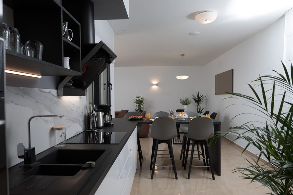 Luxury Apartment, 3 Bedrooms, Sea View, Beachfront (App 4) | Private kitchen | Full-size fridge, microwave, oven, stovetop