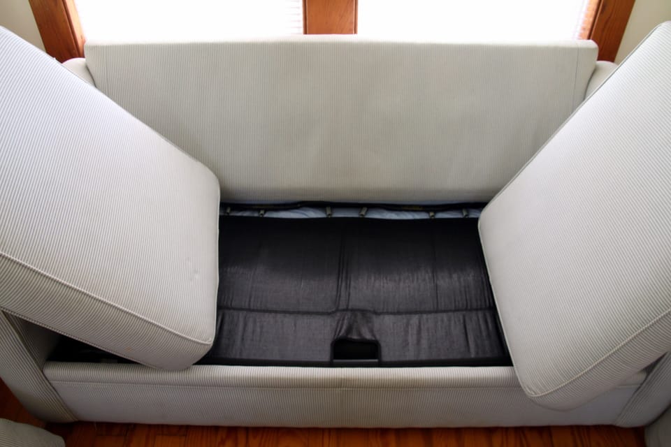 Opening up the sofa bed