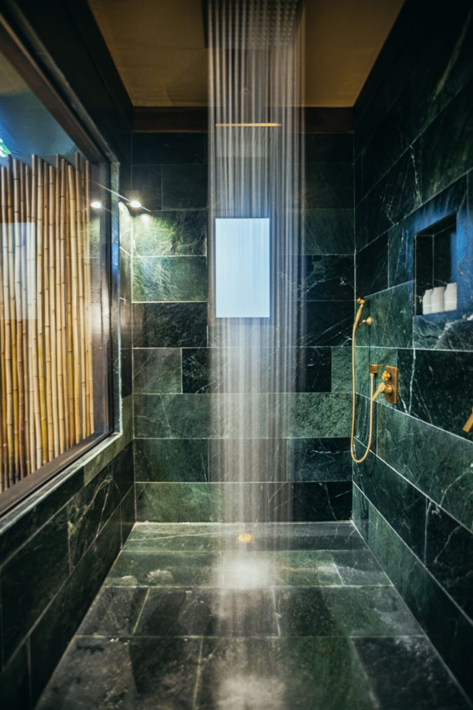 Grand Tent | Bathroom | Combined shower/tub, rainfall showerhead, designer toiletries