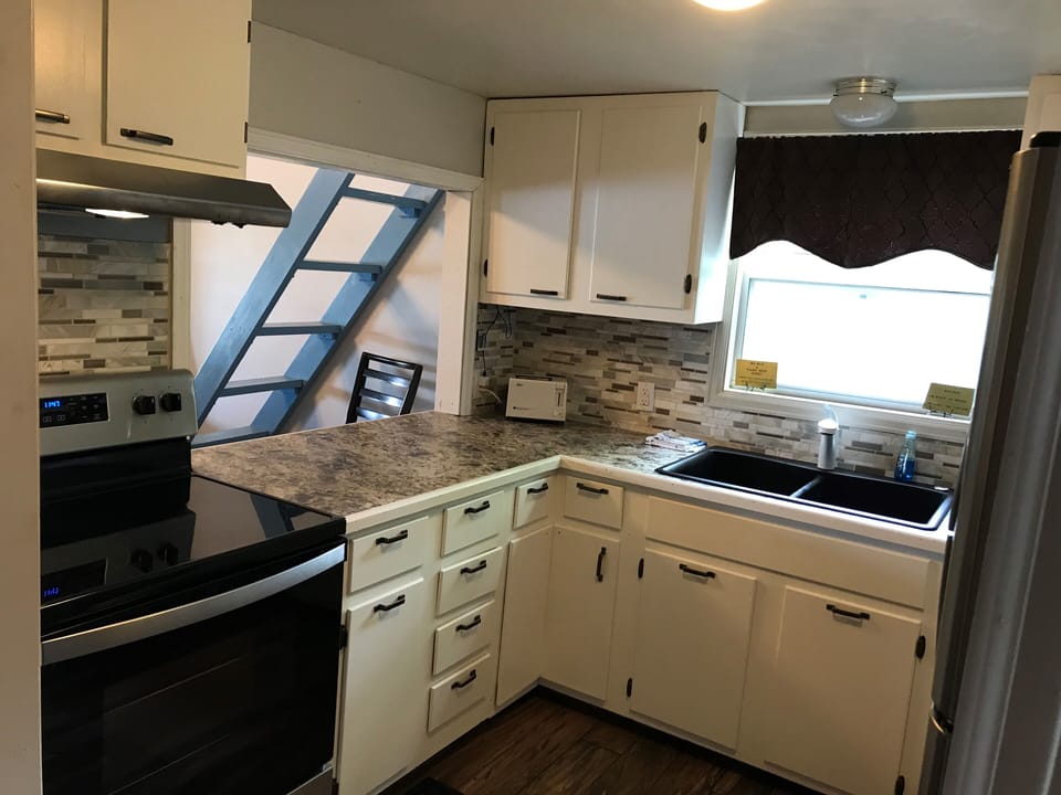 Fully stocked!  Dishwasher, microwave, toaster, pots, pans, etc.