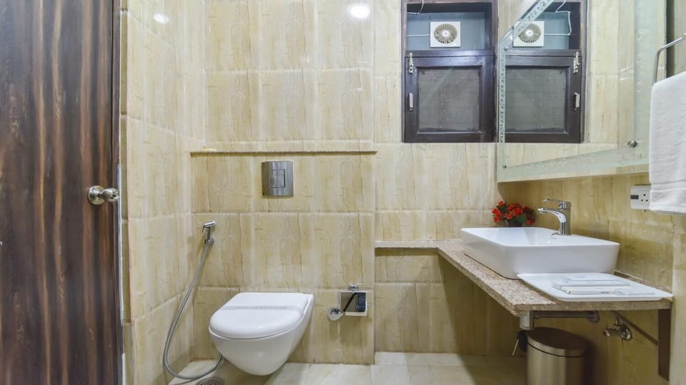 Shower, slippers, towels