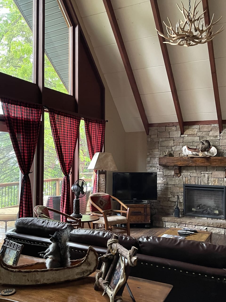Living room. Fireplace is electric. Not wood