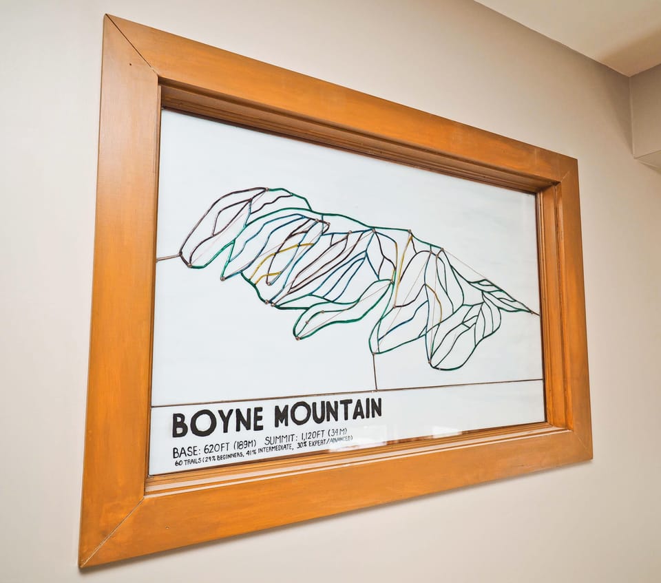 Custom Stained Glass Window - This custom window was created by East Jordan Stained Glass.  It depicts all the runs at Boyne Mountain.
