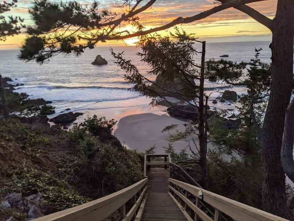 Cliffside stairs leading to first of two cliffside observation platforms.