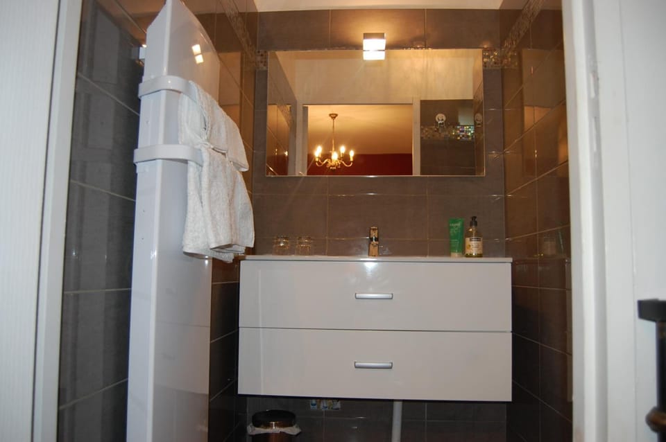 Shower, hair dryer, bathrobes, towels