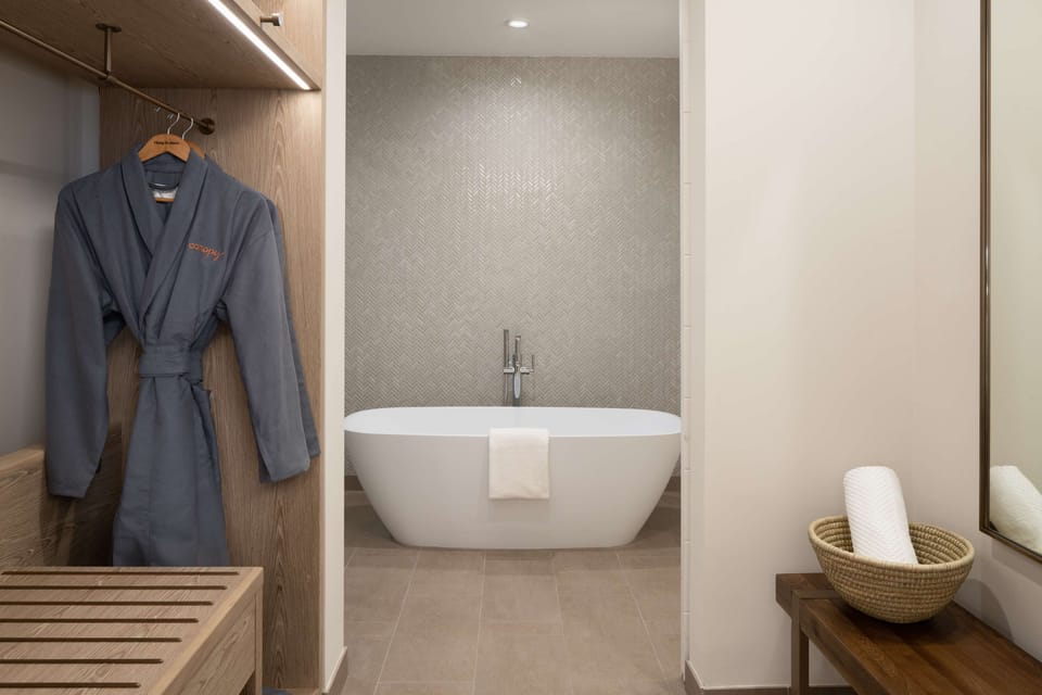 Combined shower/tub, eco-friendly toiletries, hair dryer, towels