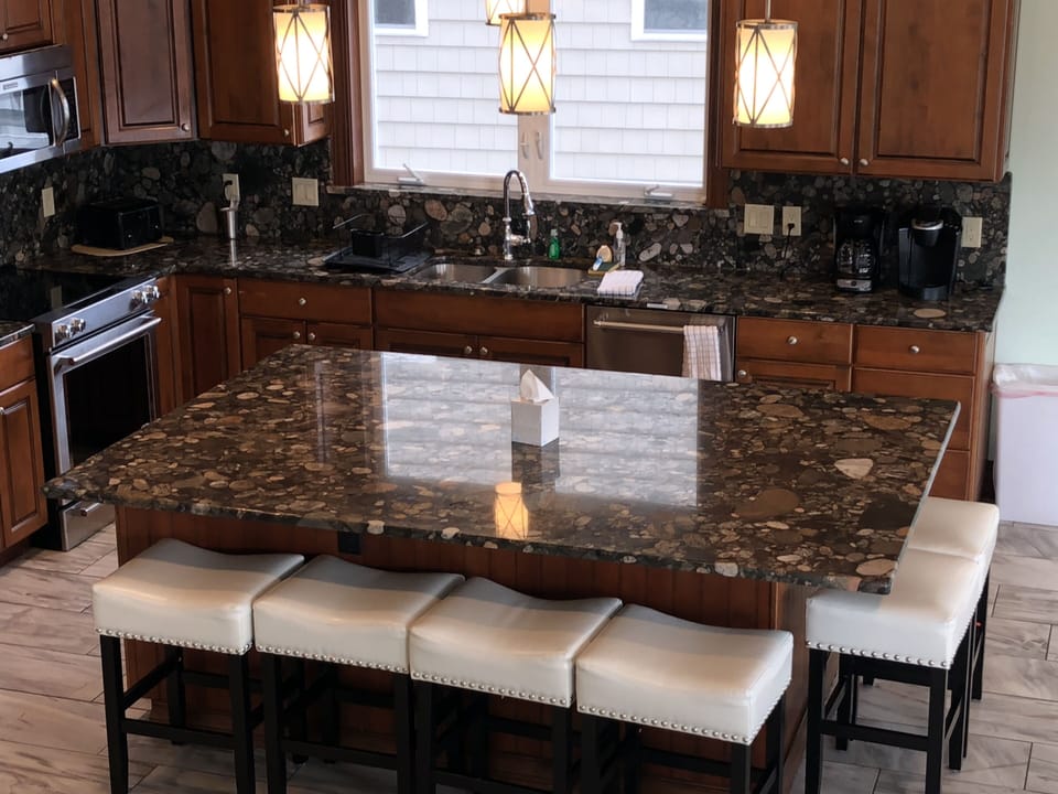 large second floor open concept kitchen/dining/living room
