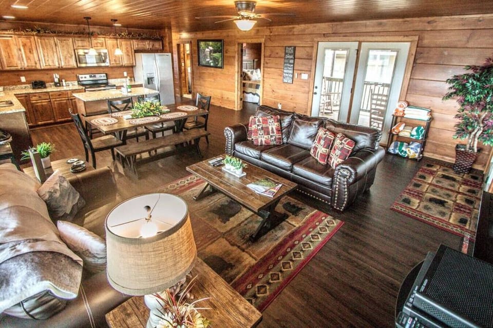 Relax in front of the electric fireplace while watching your favorite show on the cabin's stunning 65-inch Sony 4K Ultra HDTV.
