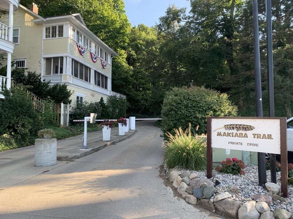 Maksaba Trail -- entrance into the private, gated community of Macatawa
