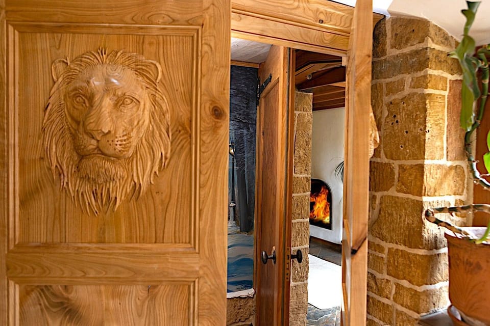 The secret doorway between the two cotatges hidden in the wardrobe