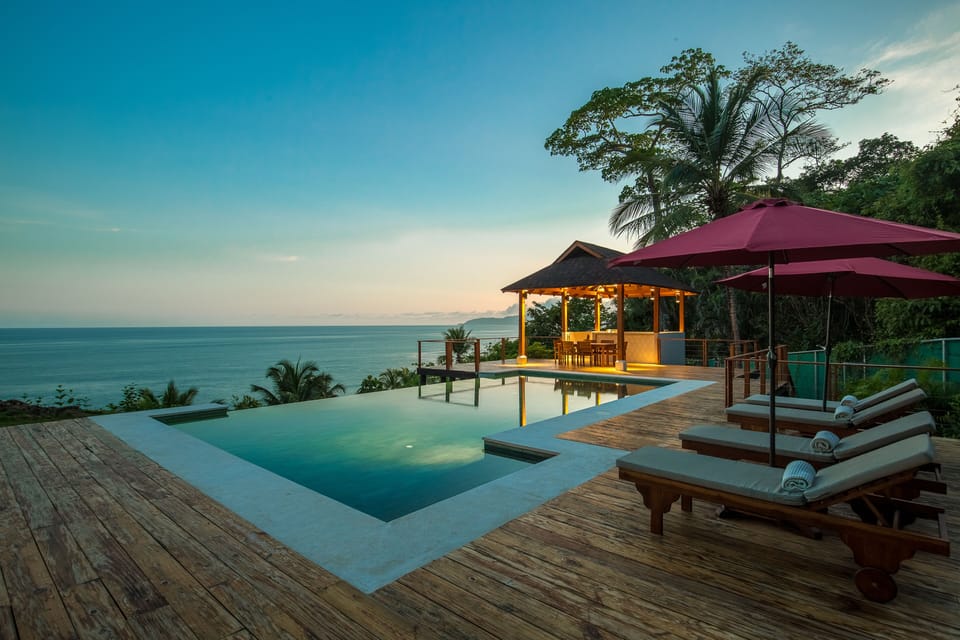 Pool area at night