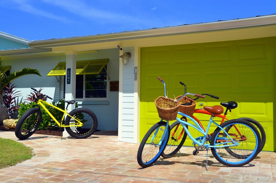 7 bicycles stored on the property and available to rent.