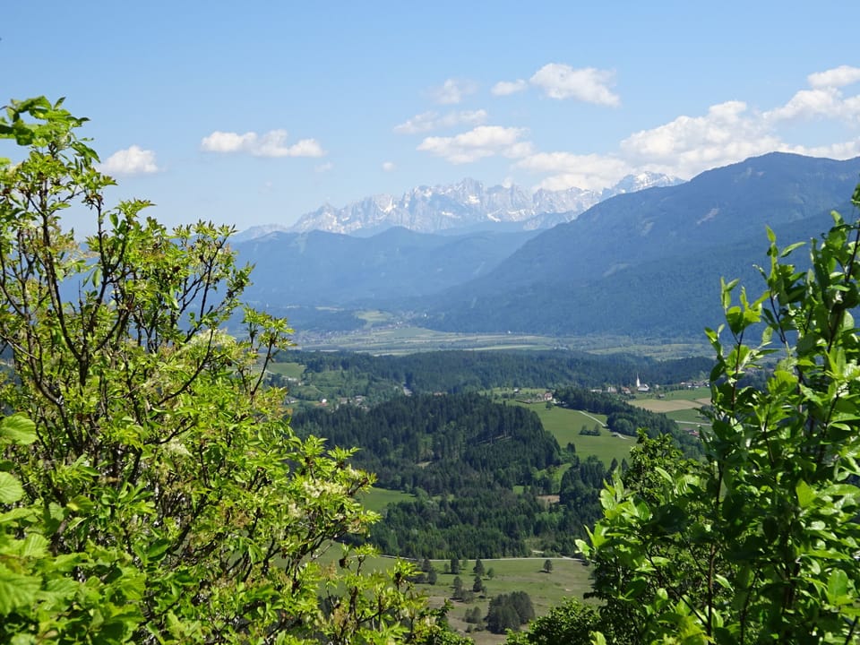 View towards the Julienne Alps from Sankt Stefan church 