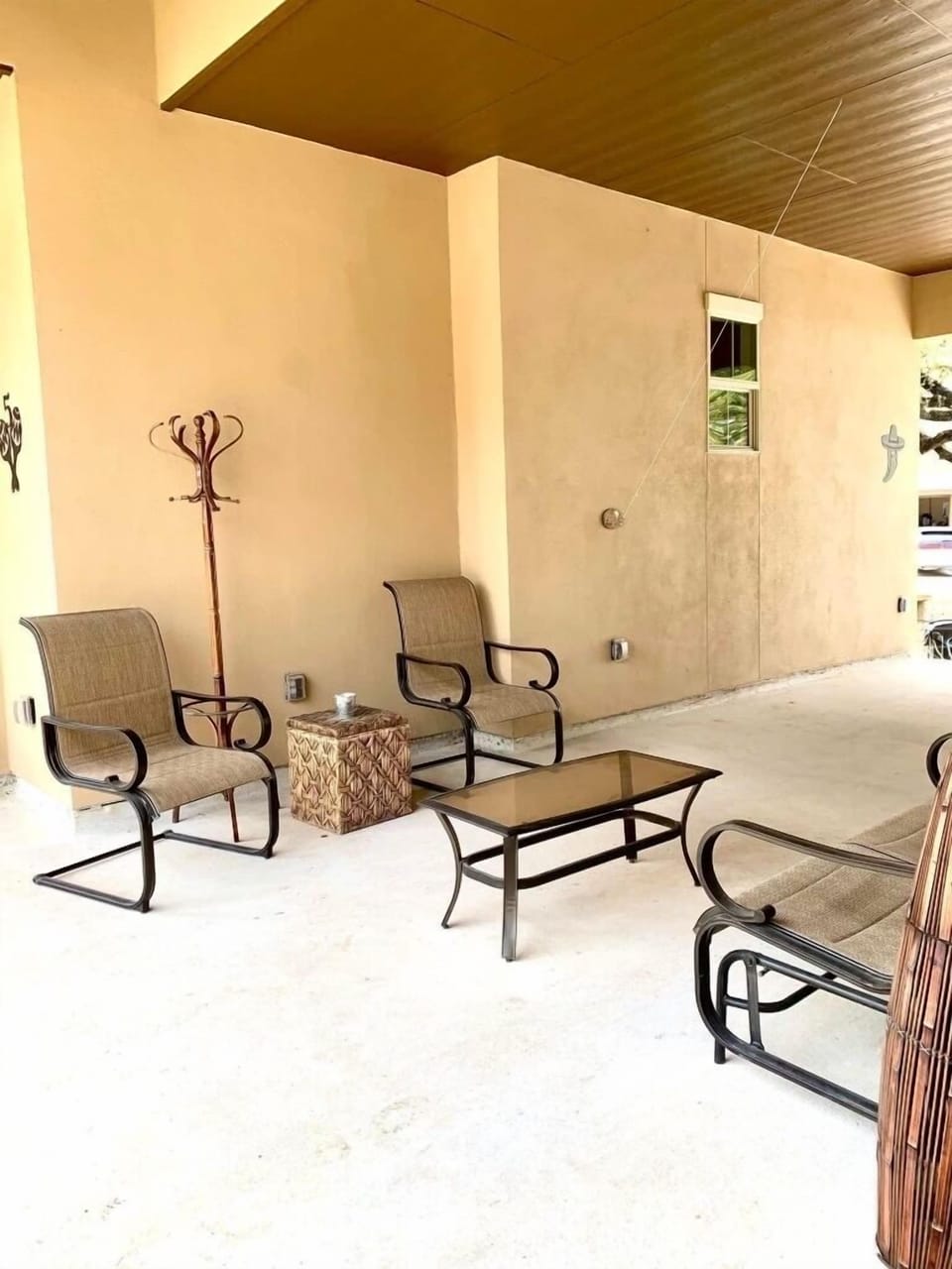 Outdoor seating under the covered patio
