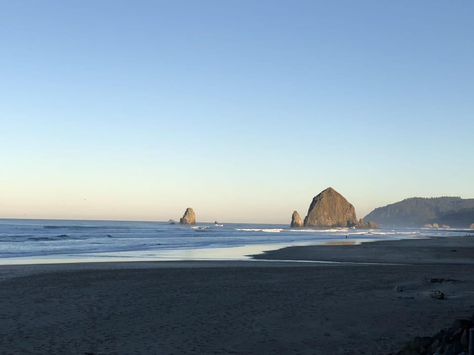 Beach. 
20 yards from front door. 