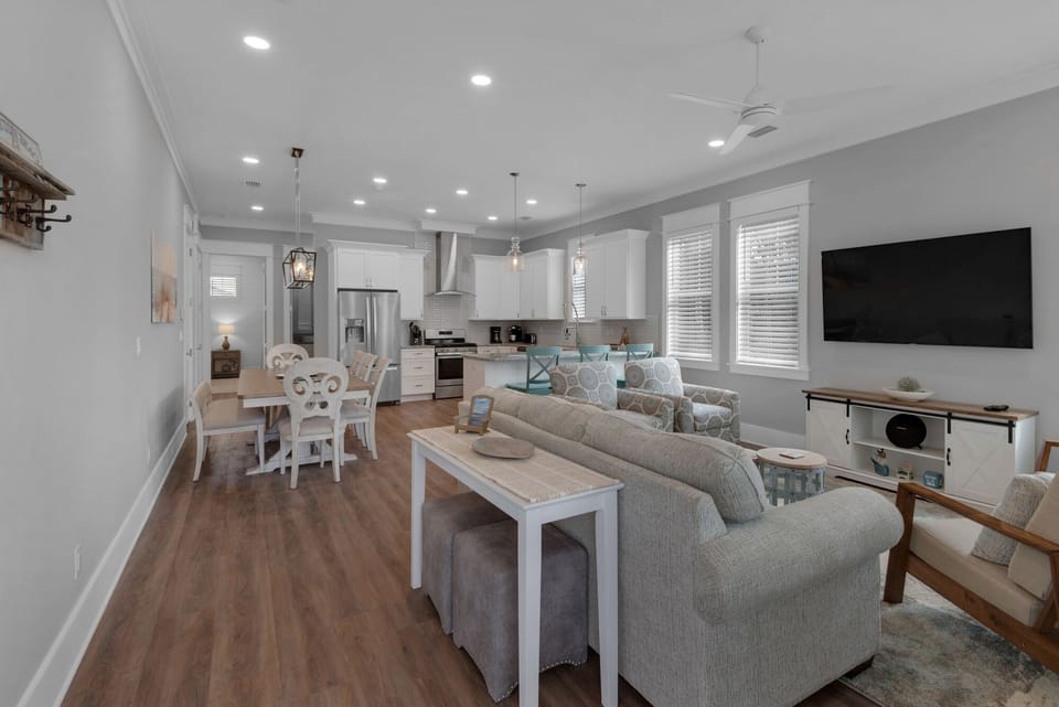 Open concept main floor, view from the front entry way