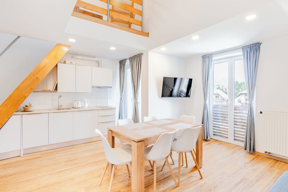Apartma , balkony, montain view, A3 | Private kitchen | Fridge, dishwasher, electric kettle, highchair