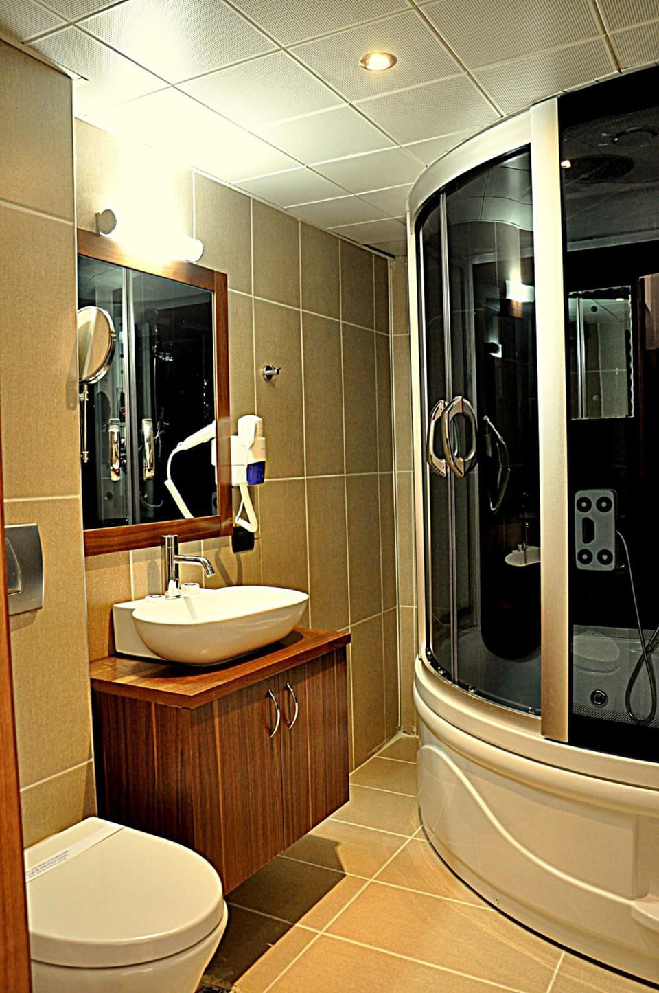 Shower, slippers, towels