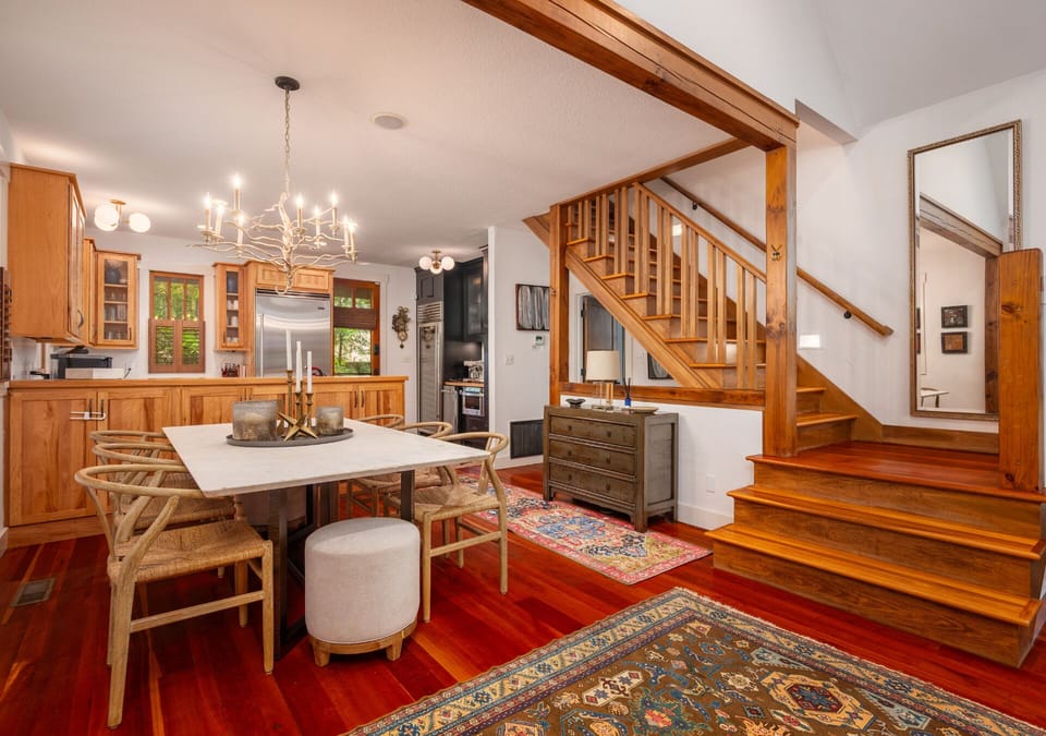 Open-concept dining area with seating for 6.