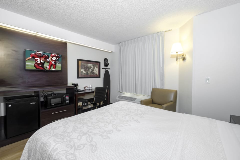 Deluxe Room, 1 Queen Bed, Accessible (Roll-In Shower, Smoke Free) | Desk, laptop workspace, blackout drapes, iron/ironing board