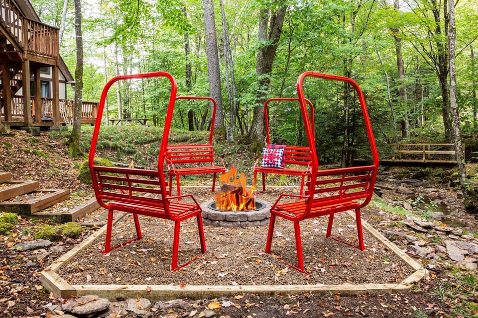 Chairway to Heaven Firepit overlooking the stream is the perfect Instagram photo