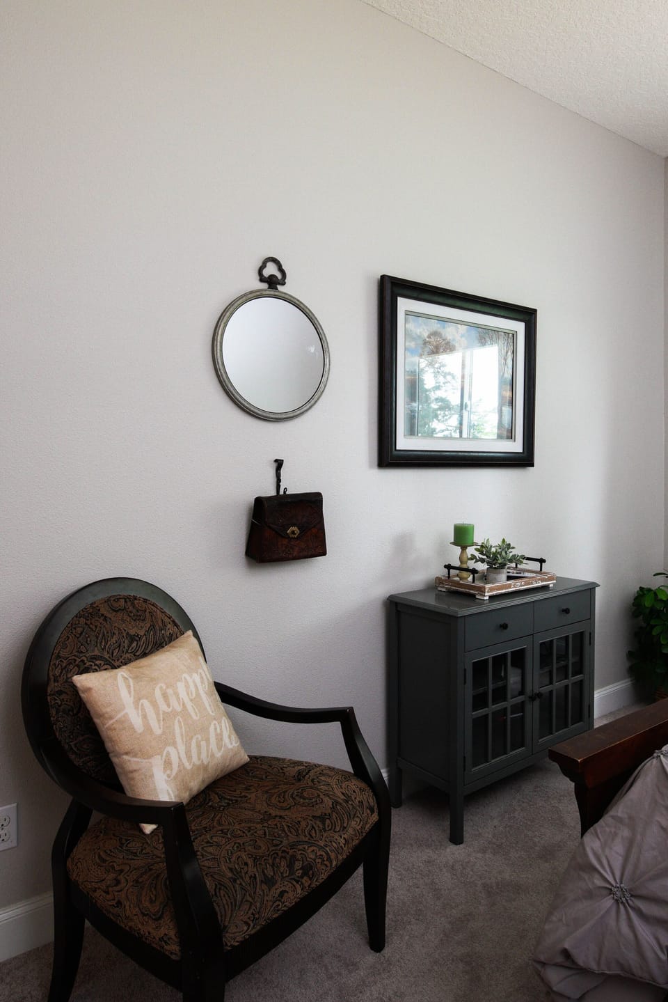 Comfortable seating area and equestrian touches.