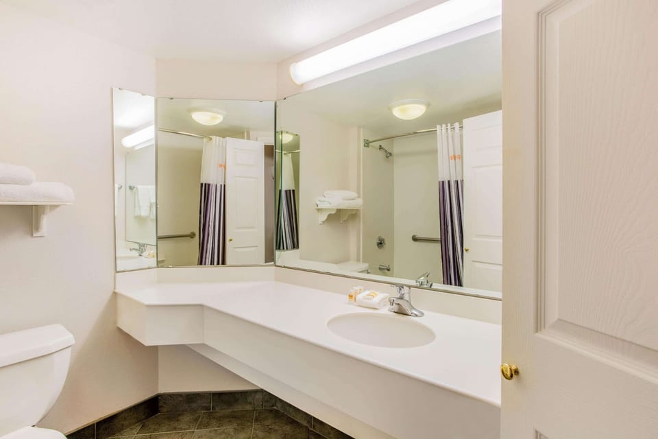 Combined shower/tub, free toiletries, hair dryer, towels