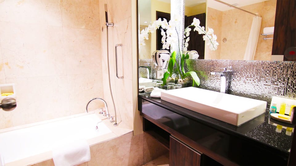Arista Club | Bathroom | Shower, free toiletries, hair dryer, slippers