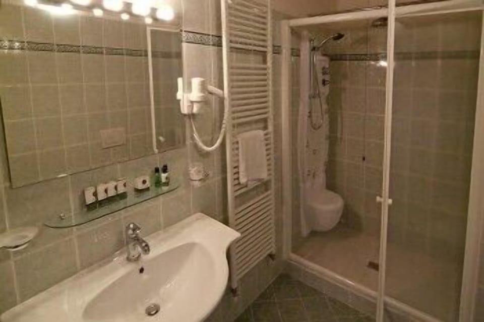 Shower, free toiletries, hair dryer, bidet