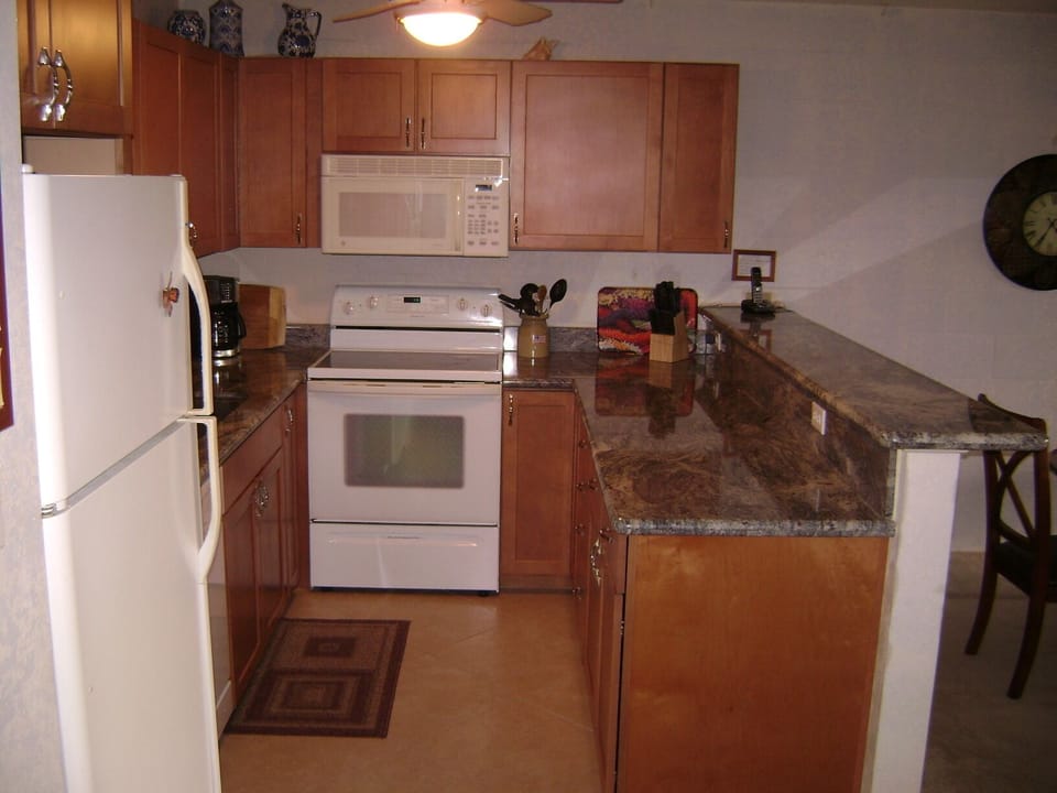 Upgraded kitchen with smooth top stove, full sized fridge, dishwasher, microwave