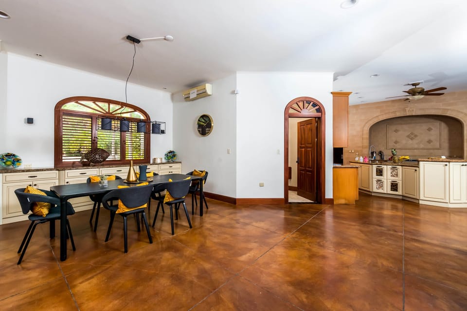 dining area, guest bathroom, kitchen