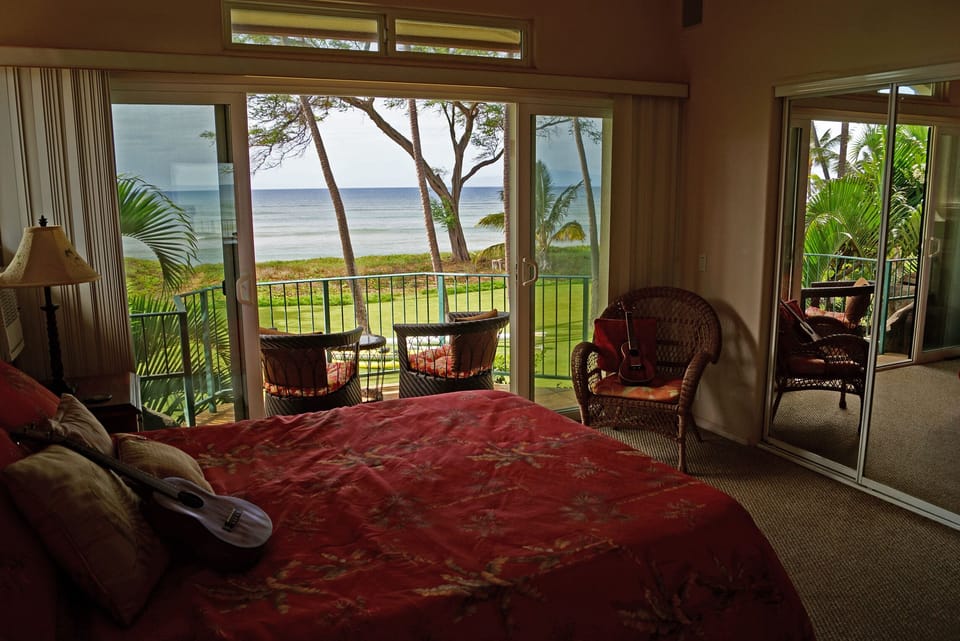 Master bedroom has its own outdoor seating area.  Watch the moon set from bed