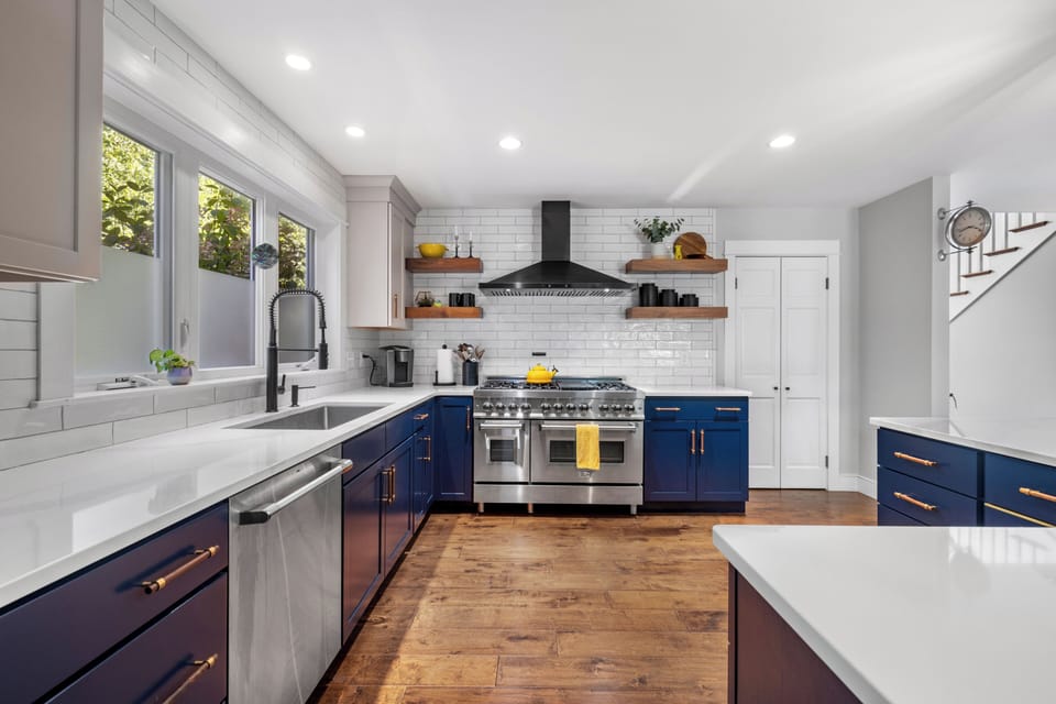 Custom Kitchen with 6 burner gas range.