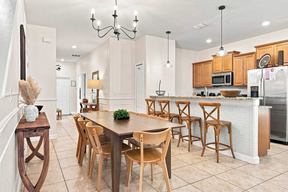 Dining table with seating for the group