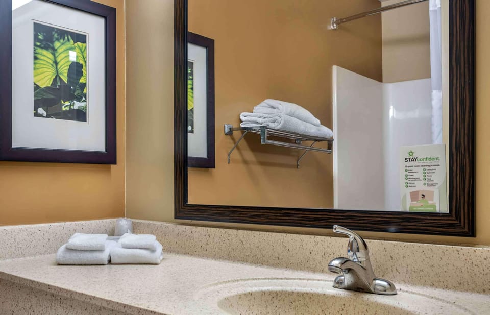 Combined shower/tub, free toiletries, hair dryer (on request), towels
