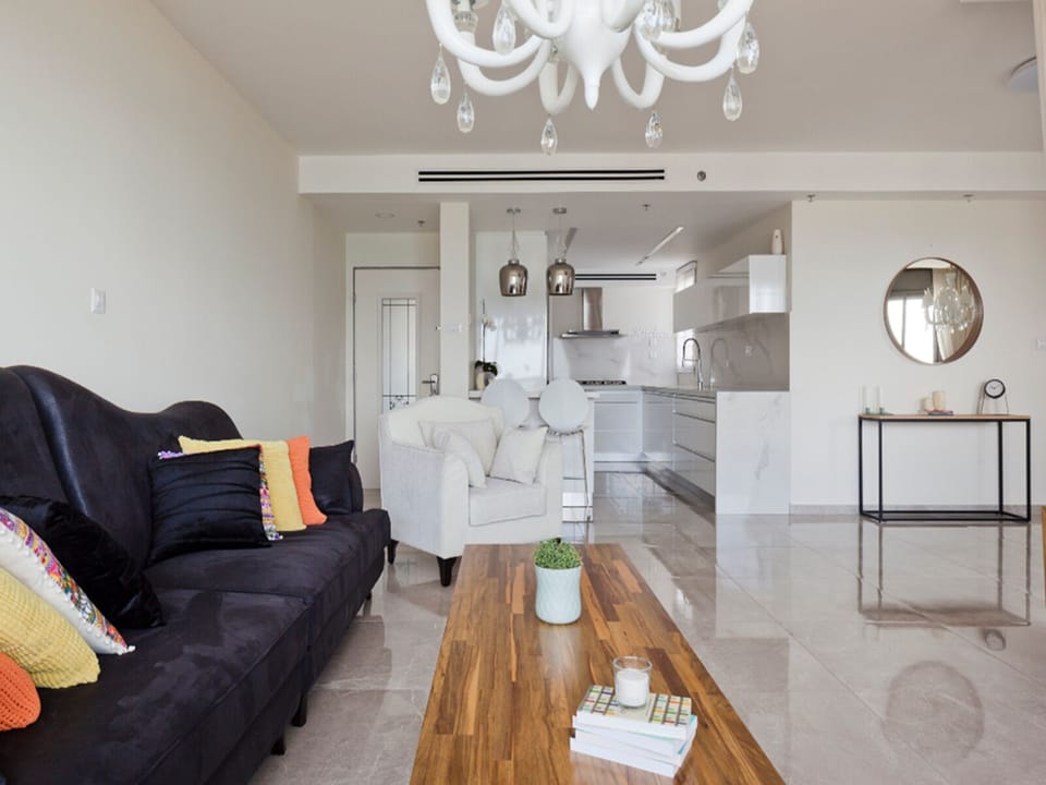Luxury Apartment | Living room | 50-inch plasma TV with cable channels, TV