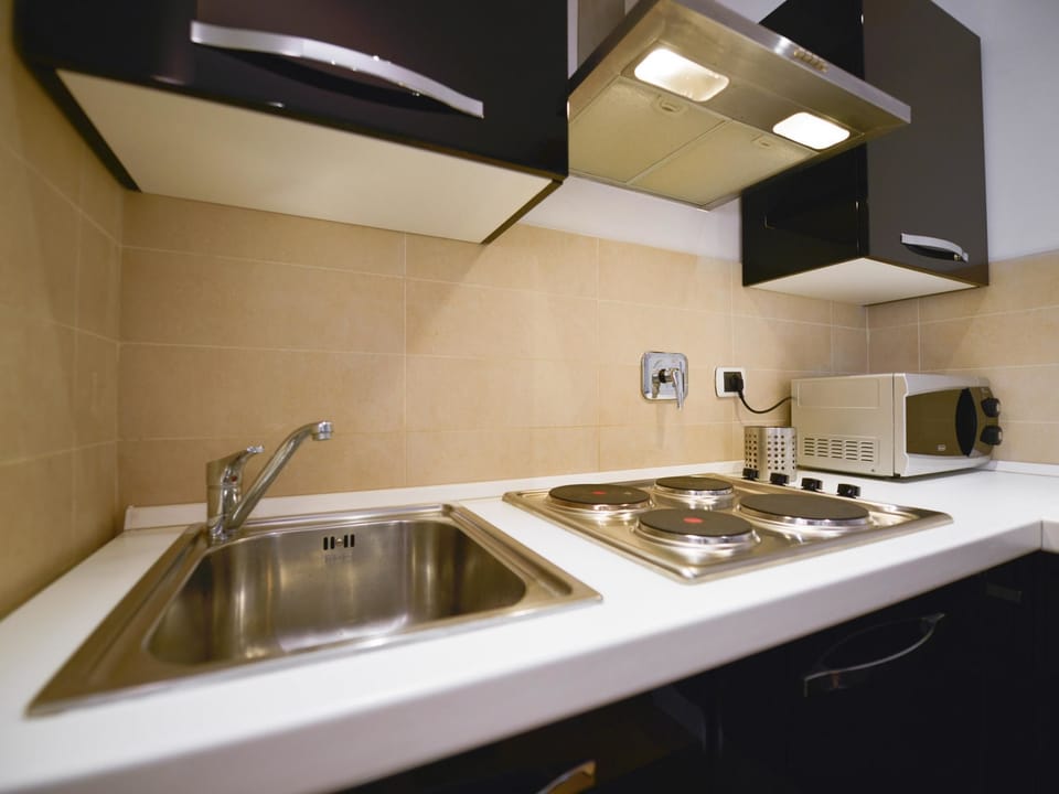 Apartment (2 Bedrooms) | Private kitchen | Fridge, microwave, oven, stovetop