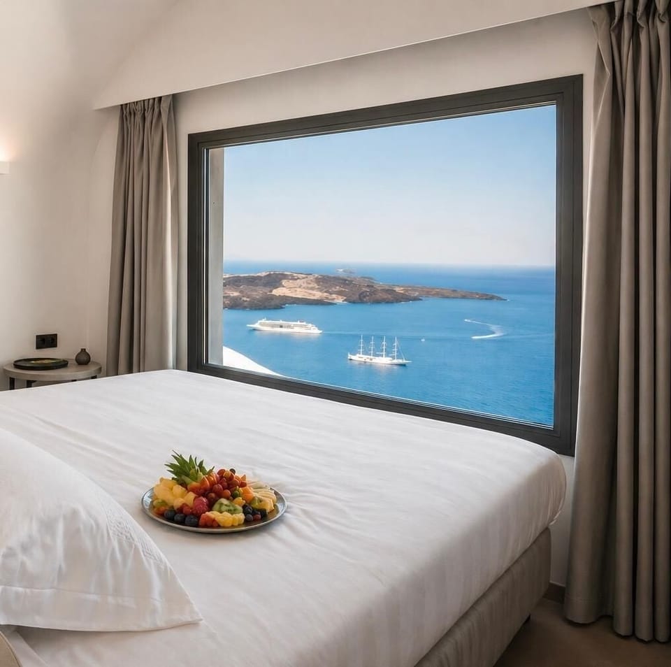 Luxury Cave Suite with Caldera & Sea View | In-room dining