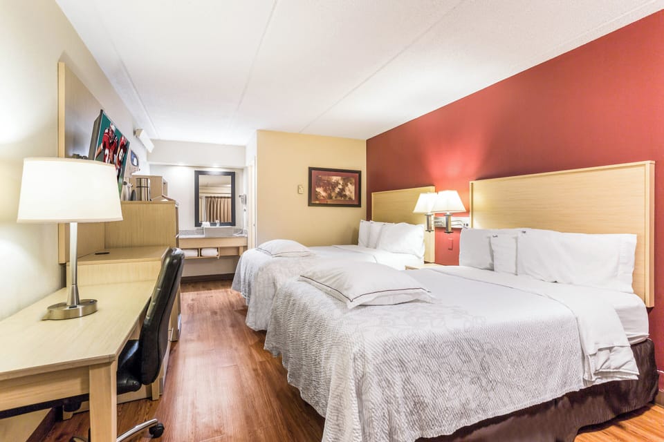 Premium Room, 2 Double Beds (Upgraded Bedding & Snack, Smoke Free) | Desk, blackout drapes, iron/ironing board, WiFi (free)