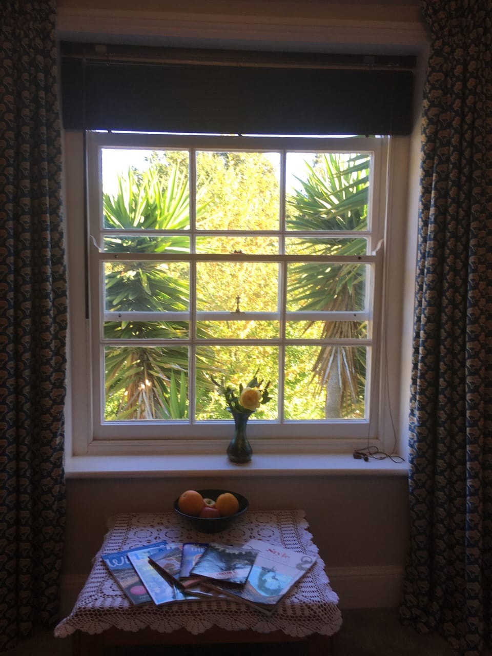 View overlooking tropical garden.