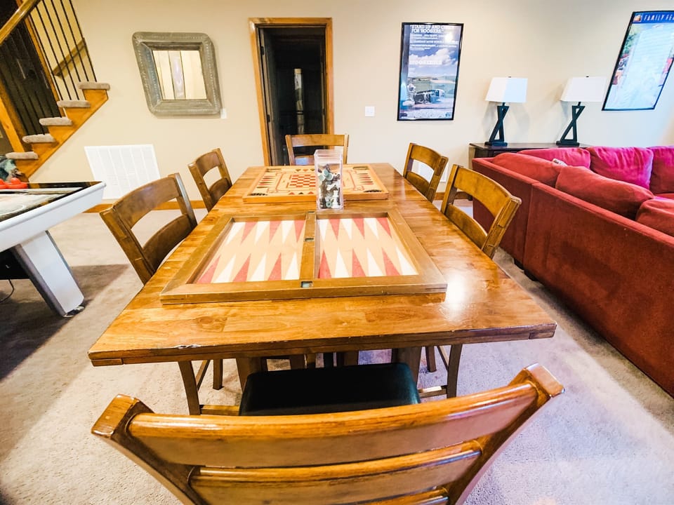 Family game space with seating for all ages