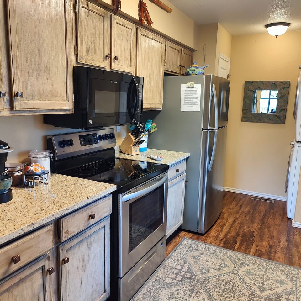 Granite in kitchen with new appliances