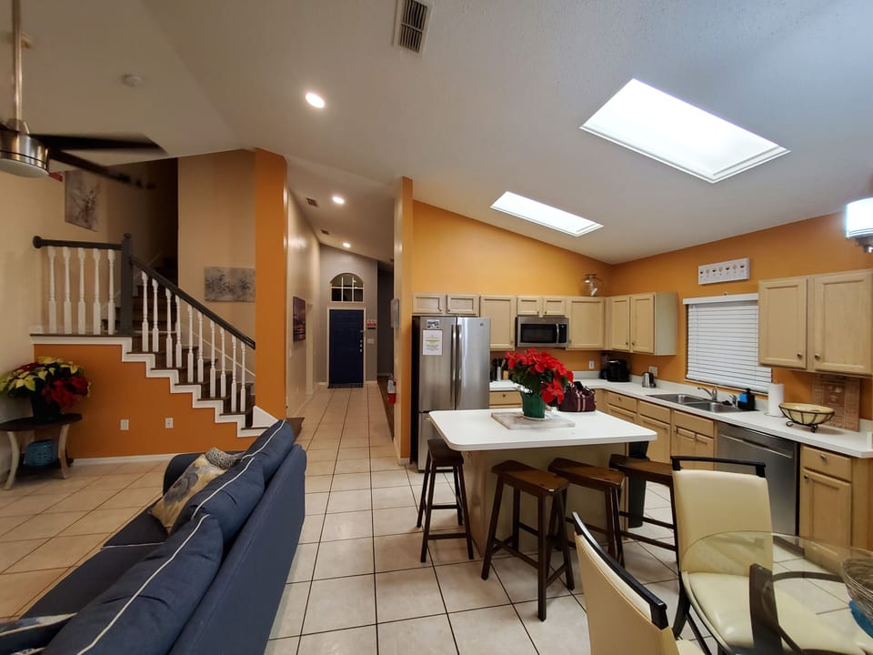 open layout: kitchen/family room