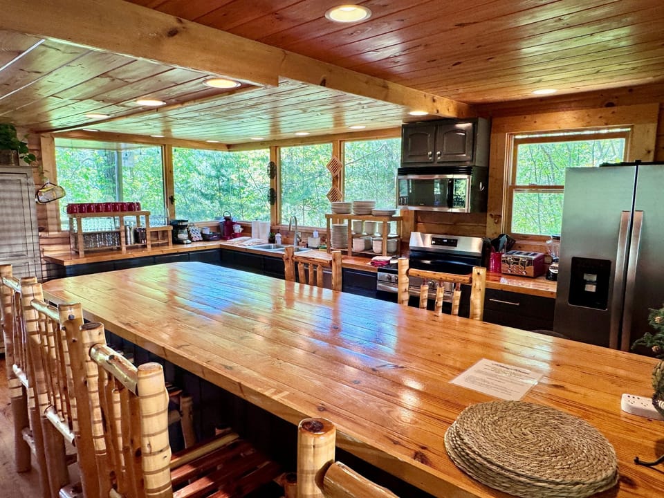 Lots of counter space and seating for 16 in the kitchen and dining room.