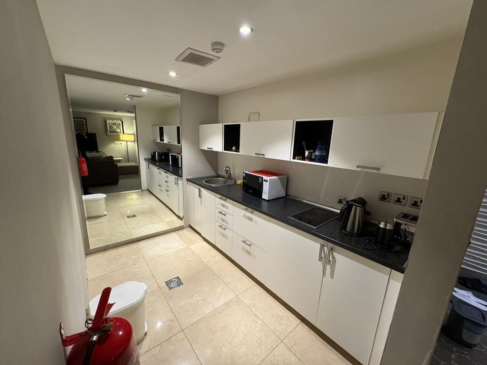 Gallery Suite | Private kitchen | Fridge, microwave, stovetop, electric kettle