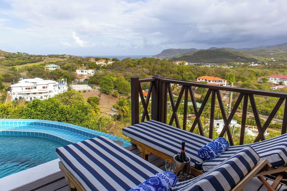 Sun loungers, private pool, and views made for two.