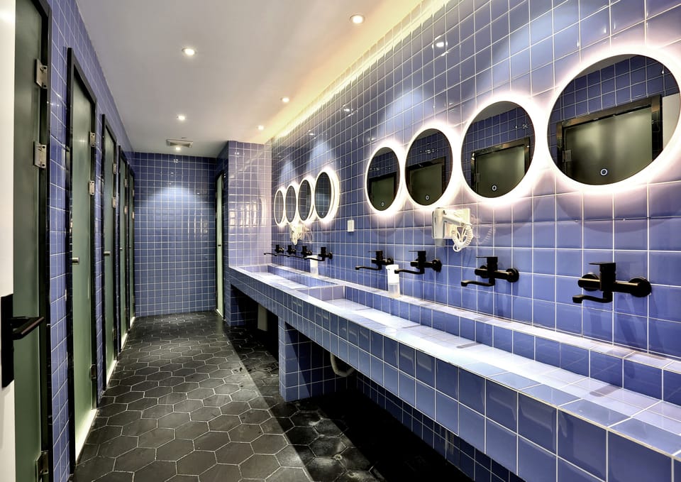 Shared Dormitory, Men only, Shared Bathroom | Bathroom | Shower, hair dryer, slippers, towels