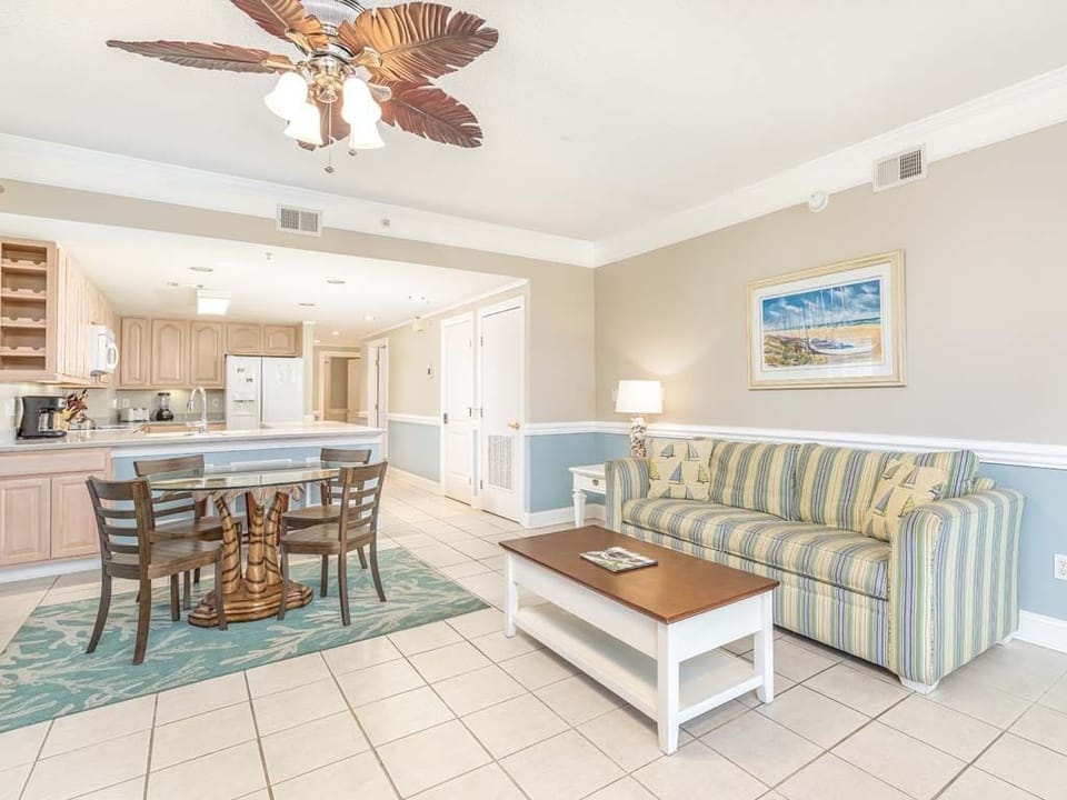 The open floor plan living and dining areas