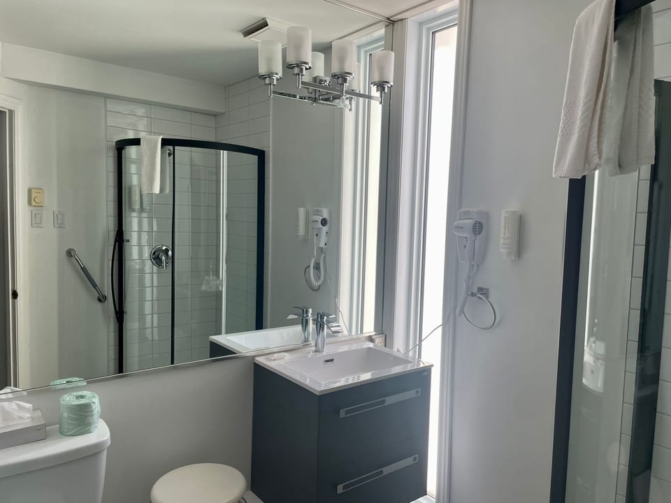 Room, 1 Queen Bed, Non Smoking | Bathroom | Combined shower/tub, hair dryer, towels, soap