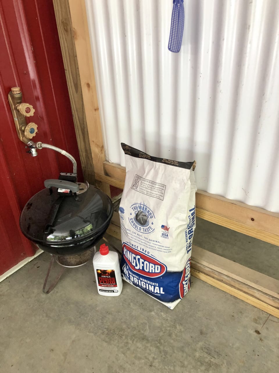 Small charcoal grill. Charcoal and fluid not always provided.